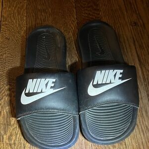 Nike Black Slide Sandals with White Logo